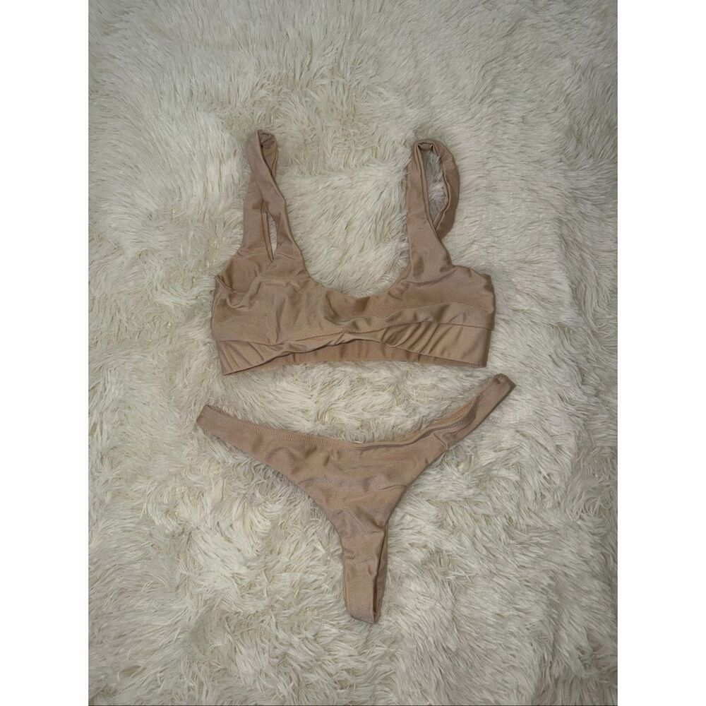 MESHKI size S tan bronze bikini set 2 piece